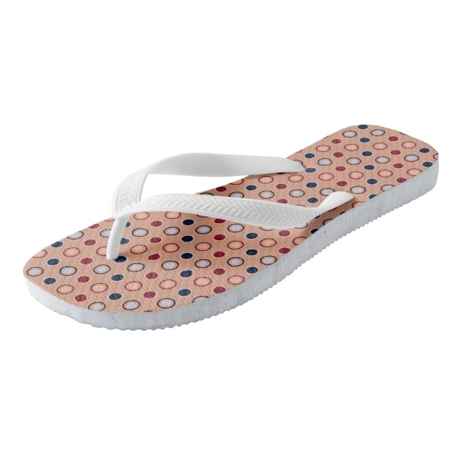 Red, white, blue and Beige Dots Jandals (Angled)