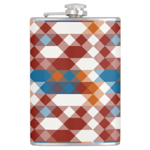 red white blue and orange geometric hip flask