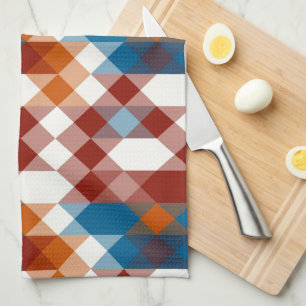red white blue and orange geometric tea towel