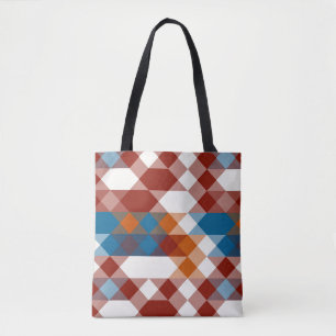 red white blue and orange geometric tote bag