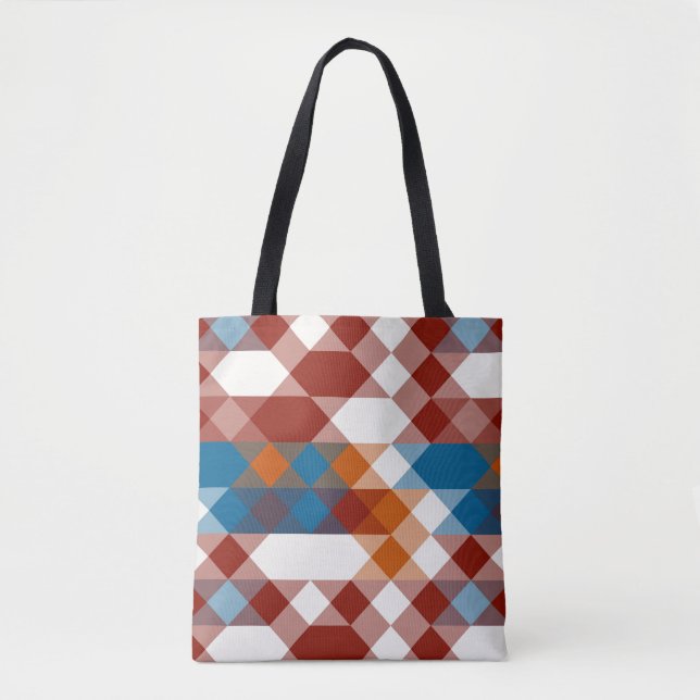 red white blue and orange geometric tote bag (Front)