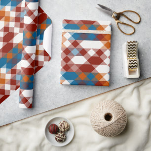 red white blue and orange geometric wrapping paper