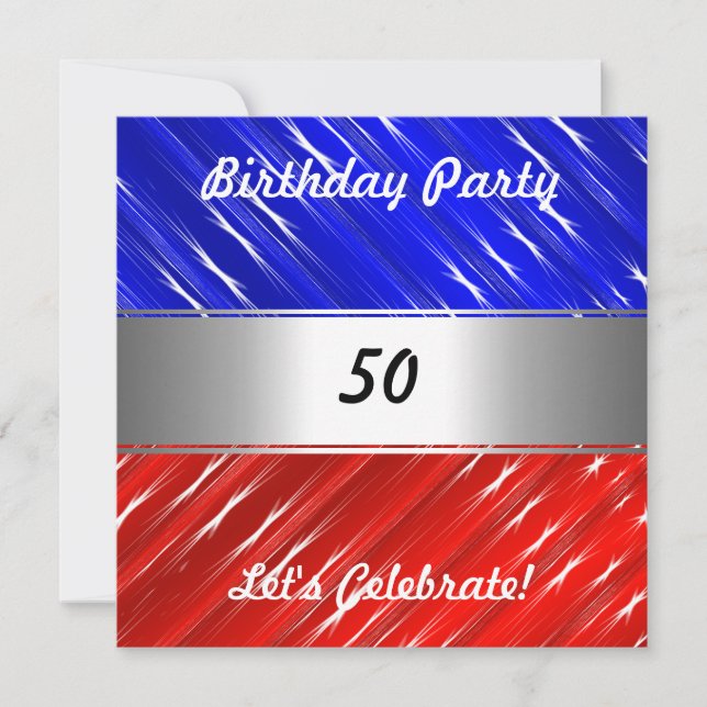 Red White Blue Any Party or Event Invitation (Front)