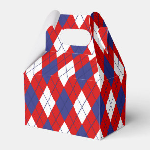 Red, White, Blue Argyle 1-FAVOR BOX gable