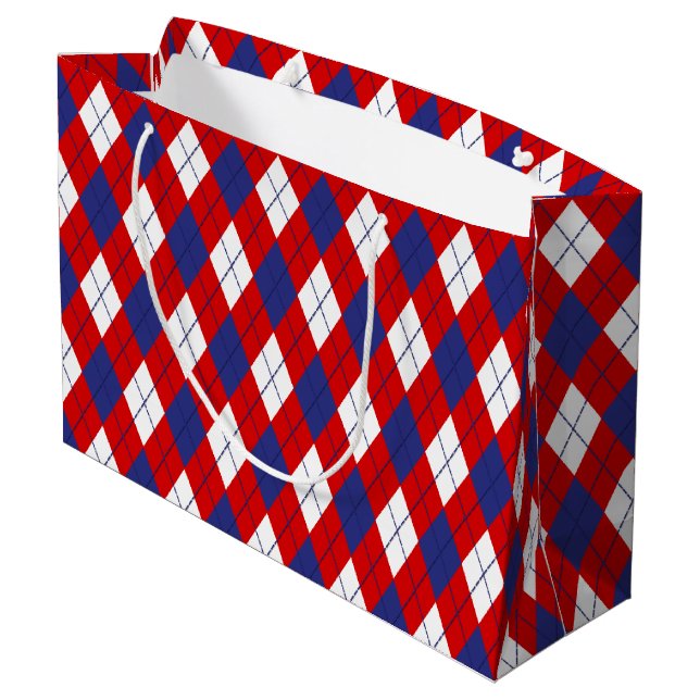 Red White Blue Argyle 1-GIFT BAG L (Back Angled)