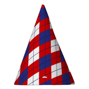 Red,White, Blue Argyle 1-PAPER PARTY HATS