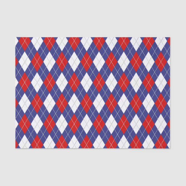 Red White Blue Argyle 2-TISSUE WRAPPING PAPER (Front)