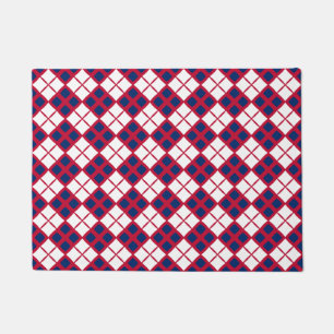 Red, White & Blue Argyle Doormat
