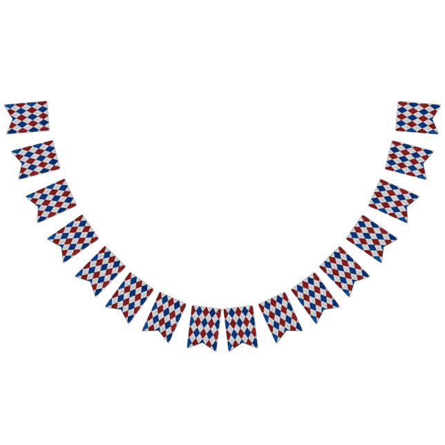 Red, White, Blue Argyle July 4 Glitter Bunting (All)