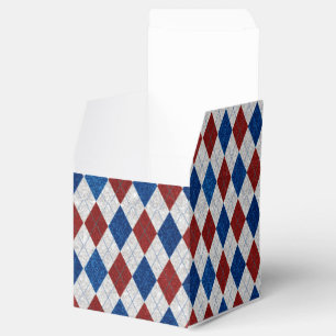 Red, White, Blue Argyle July 4 Glitter Favour Box