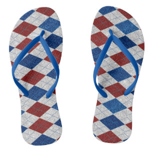 Red, White, Blue Argyle July 4 Glitter Jandals