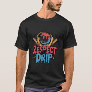 Red White Blue Baseball Ice Cream Drip Youth Boys  T-Shirt