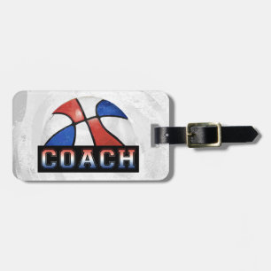 Red White Blue Basketball Coach Luggage Tag