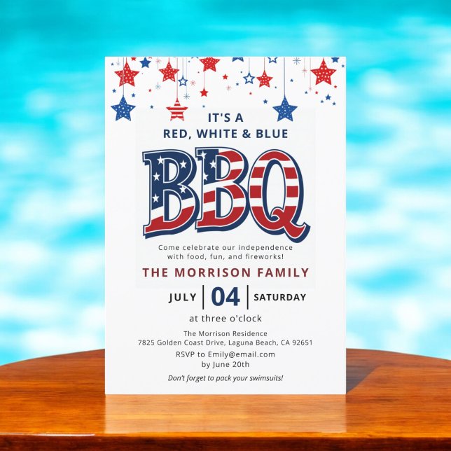 Red, White, Blue BBQ 4th of July Independence Invitation (Creator Uploaded)