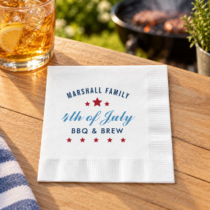 Red White Blue BBQ and Brew Custom Family Reunion Napkin