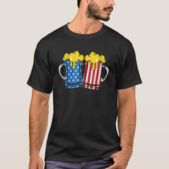 Red White Blue Beer Glasses American Flag Happy 4t T-Shirt (Front)
