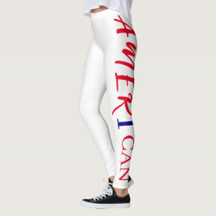 Red White Blue Black Woman African American Leggings