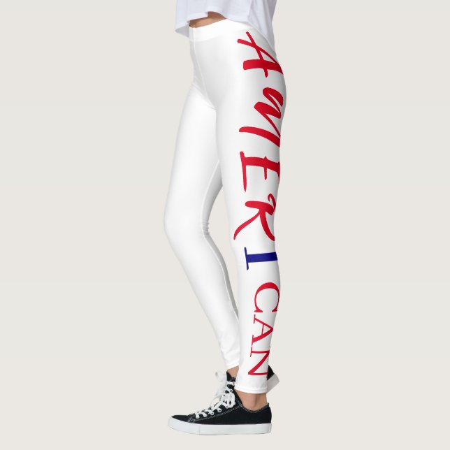 Red White Blue Black Woman African American Leggings (Left)