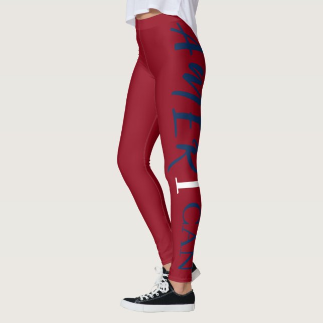 Red White Blue Black Woman African American Leggings (Left)