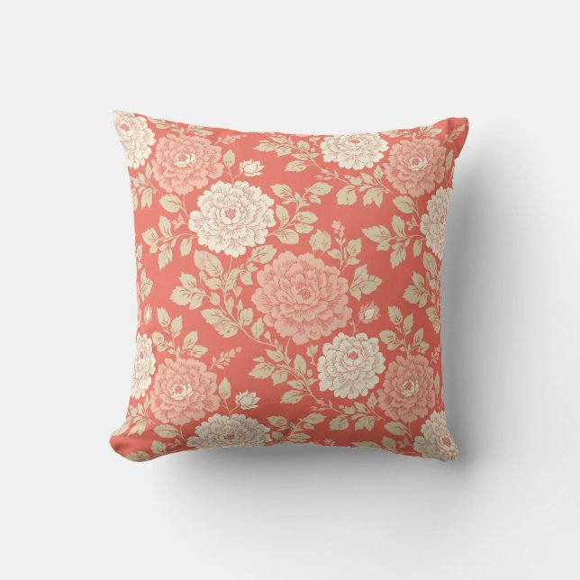 Red White Blue Block Print Stripes Cushion (Front)
