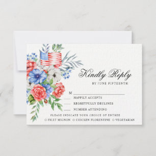 Red White & Blue Bouquet Meal Options RSVP Card