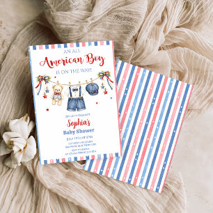 Red White & Blue Boy Baby Shower Invitation