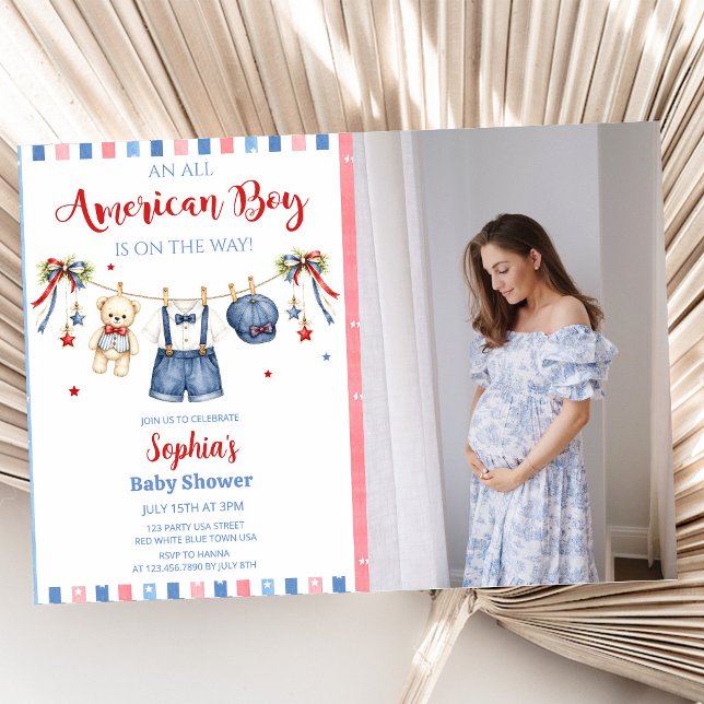 Red White & Blue Boy Baby Shower Invitation (Creator Uploaded)