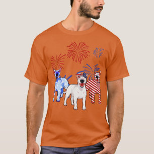 Red White Blue Bull Terrier American Flag 4th Of J T-Shirt