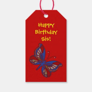 Red White Blue Butterfly-Red Gift Tag