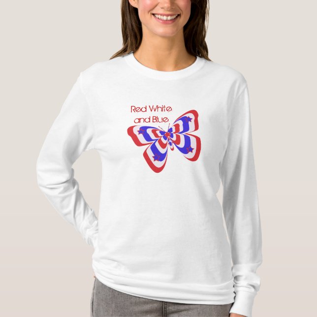 Red, white & blue butterfly T-Shirt (Front)