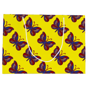Red White Blue Butterfly-Yellow Large Gift Bag