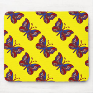 Red White Blue Butterfly-Yellow Mousepad