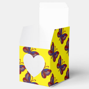 Red White Blue Butterfly-Yellow Sq Heart Favour Bo Box