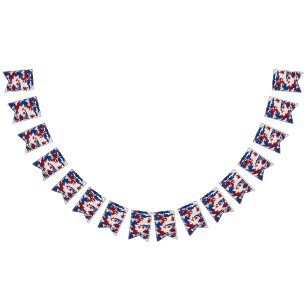 Red, White & Blue Camo July 4th Glitter Bunting