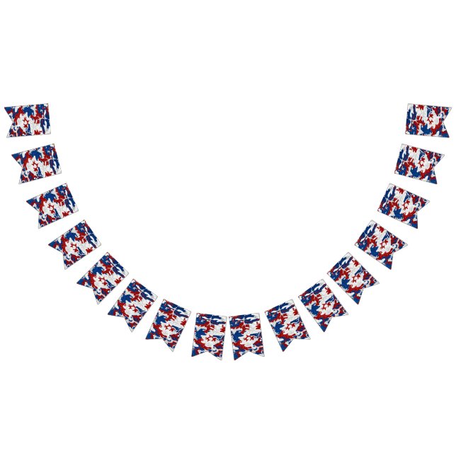 Red, White & Blue Camo July 4th Glitter Bunting (All)