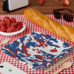 Red, White & Blue Camo July 4th Glitter Paper Plat Plate