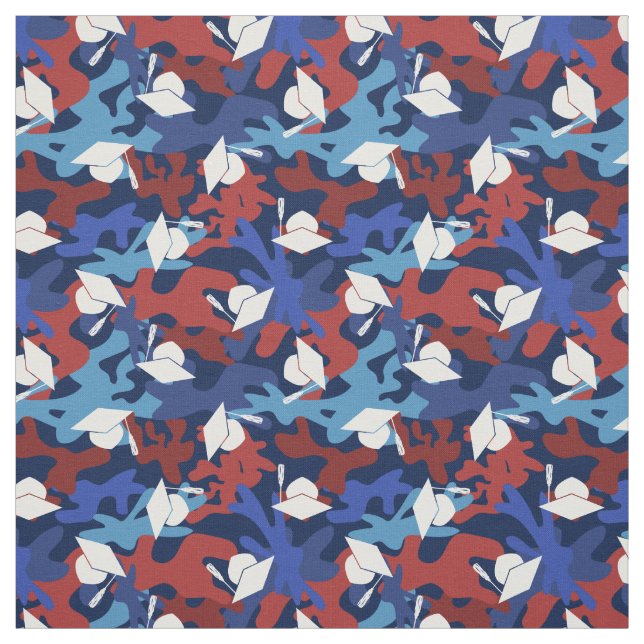 Red White Blue Camo Pattern Graduation Fabric (Swatch)