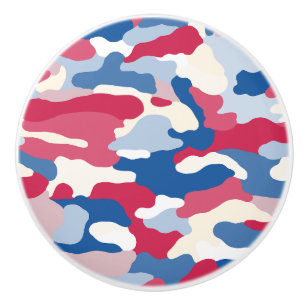 Red White & Blue Camouflage (1) Ceramic Knob