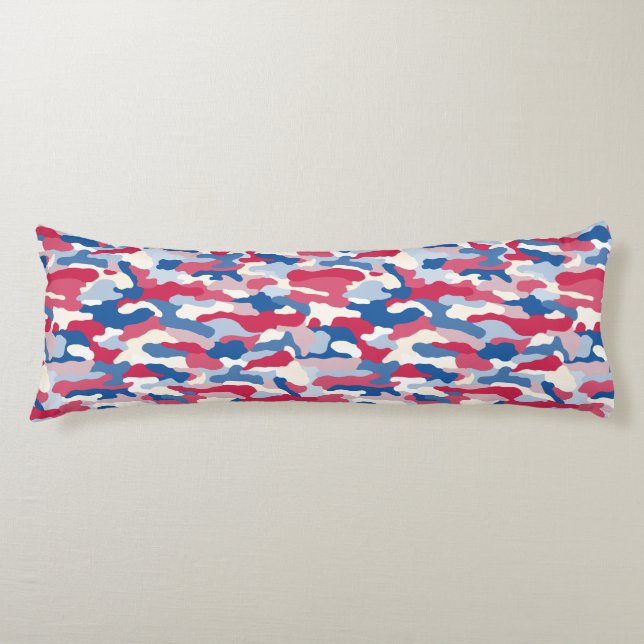 Red White & Blue Camouflage Body Cushion (Front)