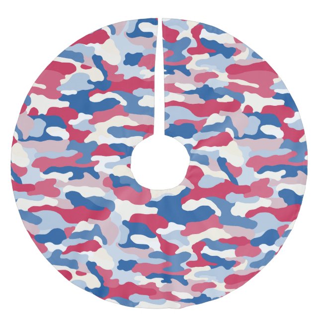 Red White & Blue Camouflage Brushed Polyester Tree Skirt (Front)