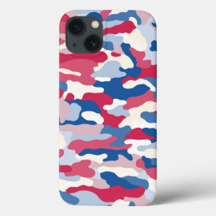 Red White & Blue Camouflage iPhone 13 Case