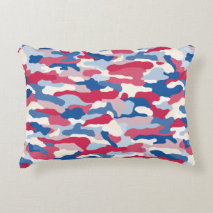 Red White & Blue Camouflage Decorative Cushion