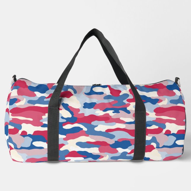 Red White & Blue Camouflage Duffle Bag (Front)