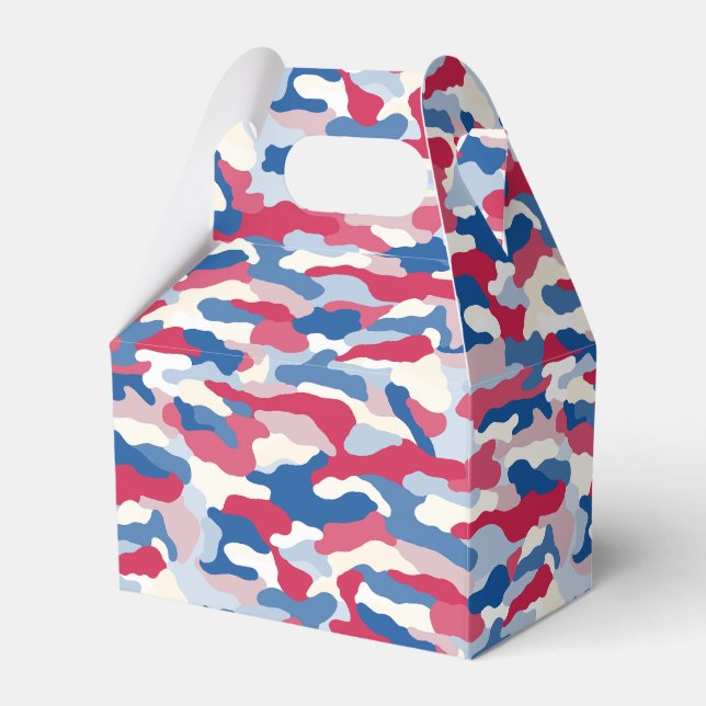 Red White & Blue Camouflage Favour Box (Front Side)