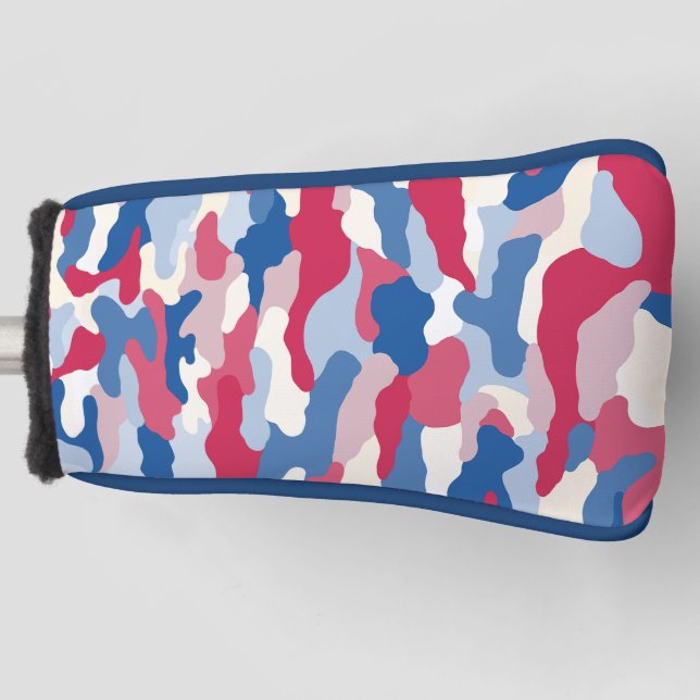 Red White & Blue Camouflage Golf Head Cover (Front)