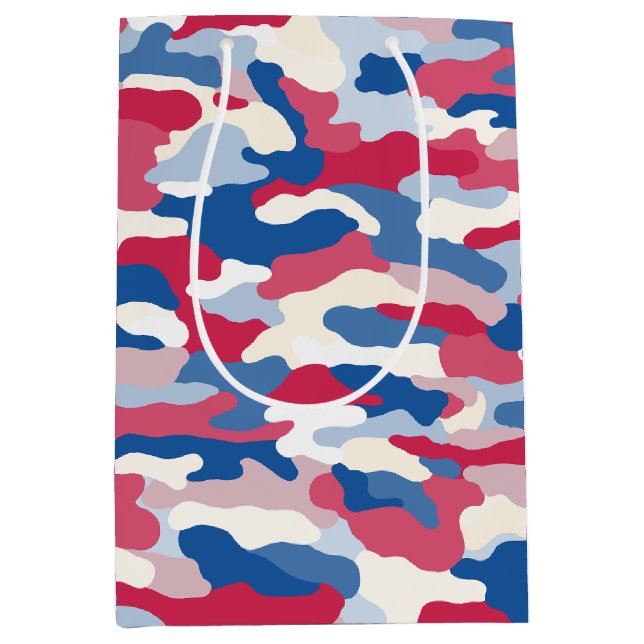 Red White & Blue Camouflage Medium Gift Bag (Front)