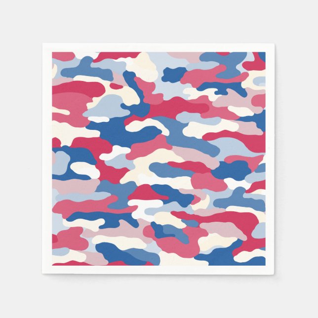 Red White & Blue Camouflage Napkin (Front)