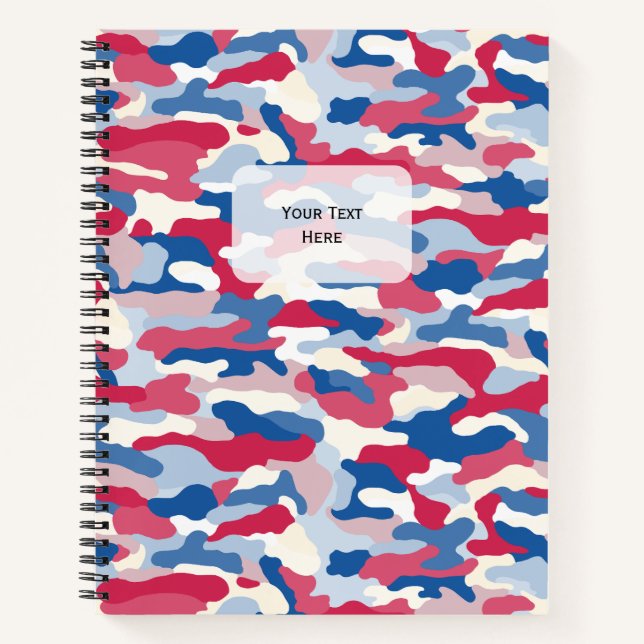 Red White & Blue Camouflage Notebook (Front)