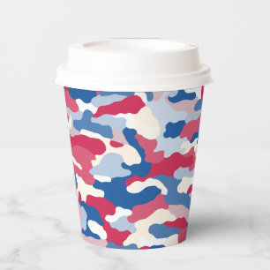 Red White & Blue Camouflage Paper Cups