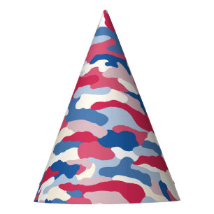 Red White & Blue Camouflage Party Hat